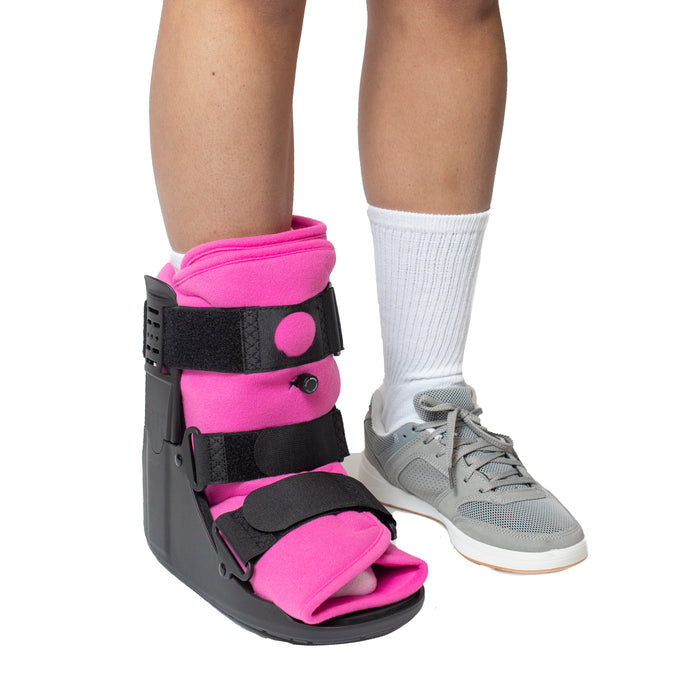 Brace Direct Women'S Short Air Walker Boot - Pink Lined Medical Walking Boot For Women