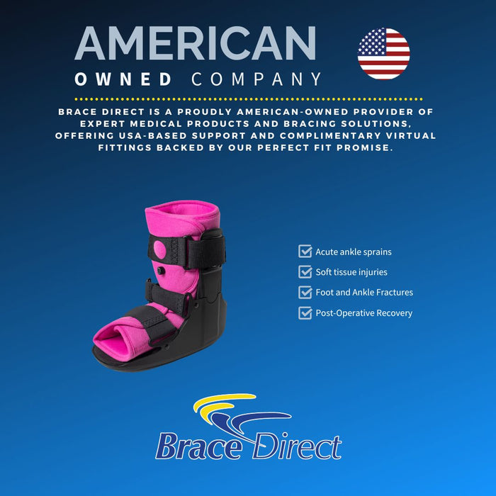Brace Direct Women'S Short Air Walker Boot - Pink Lined Medical Walking Boot For Women