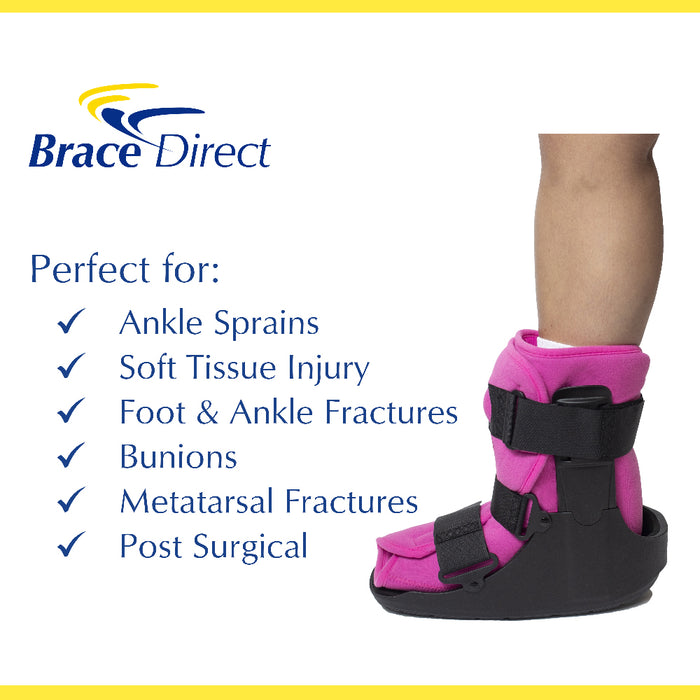 Brace Direct Women'S Short Air Walker Boot - Pink Lined Medical Walking Boot For Women