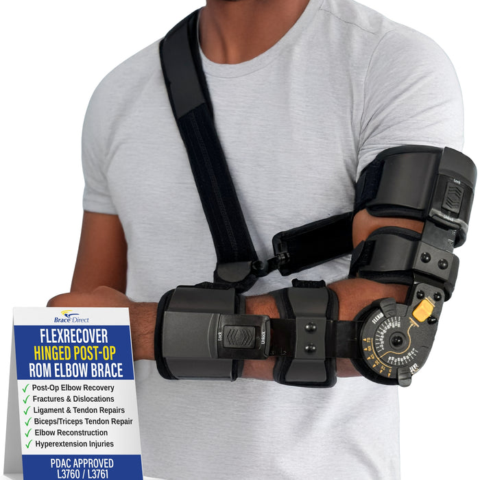 Brace Align FlexRecover Hinged ROM Elbow Brace with Sling – Post-Op Adjustable Support PDAC L3760 L3761