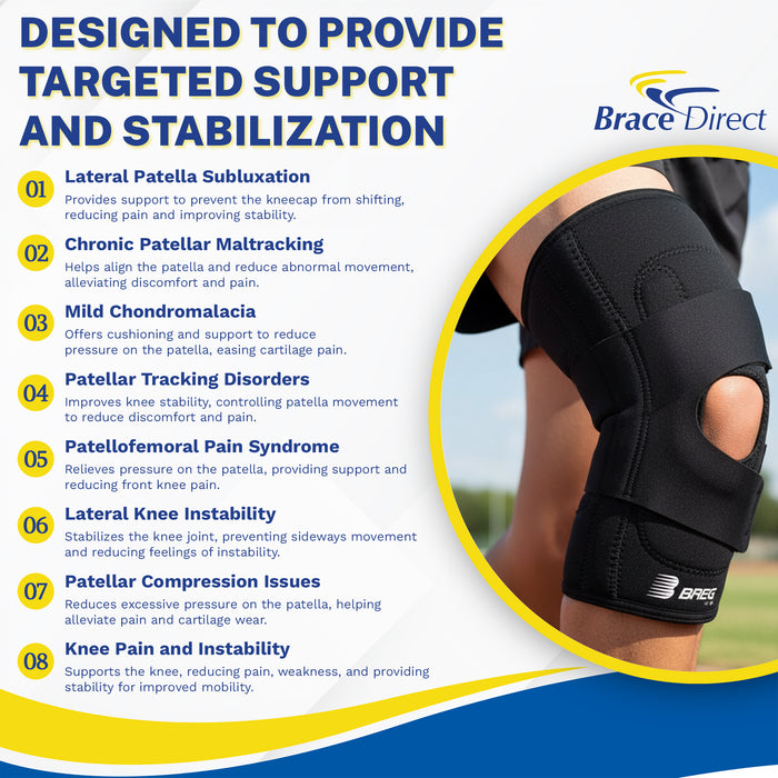 Breg Lateral Stabilizer Neoprene Knee Support Brace for Patellar Tracking - A4467and Lateral Instability - Advanced Pain Relief