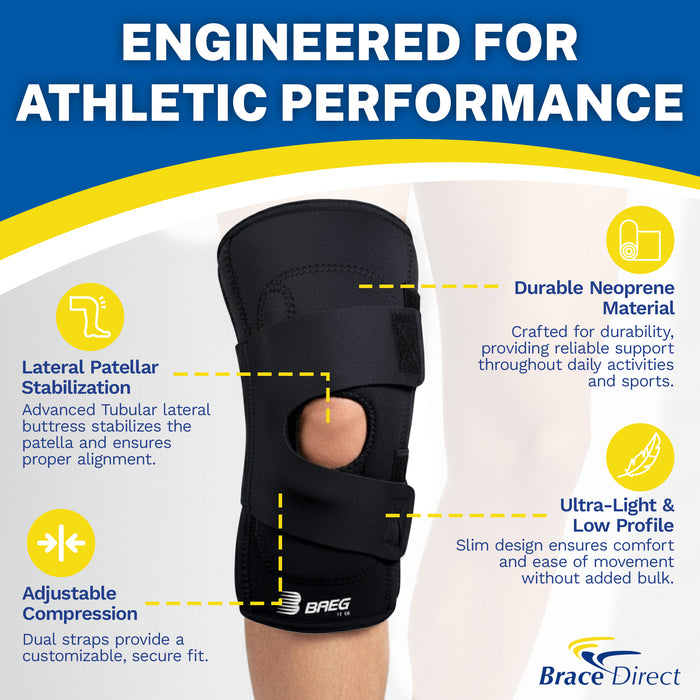 Breg Lateral Stabilizer Neoprene Knee Support Brace for Patellar Tracking - A4467and Lateral Instability - Advanced Pain Relief
