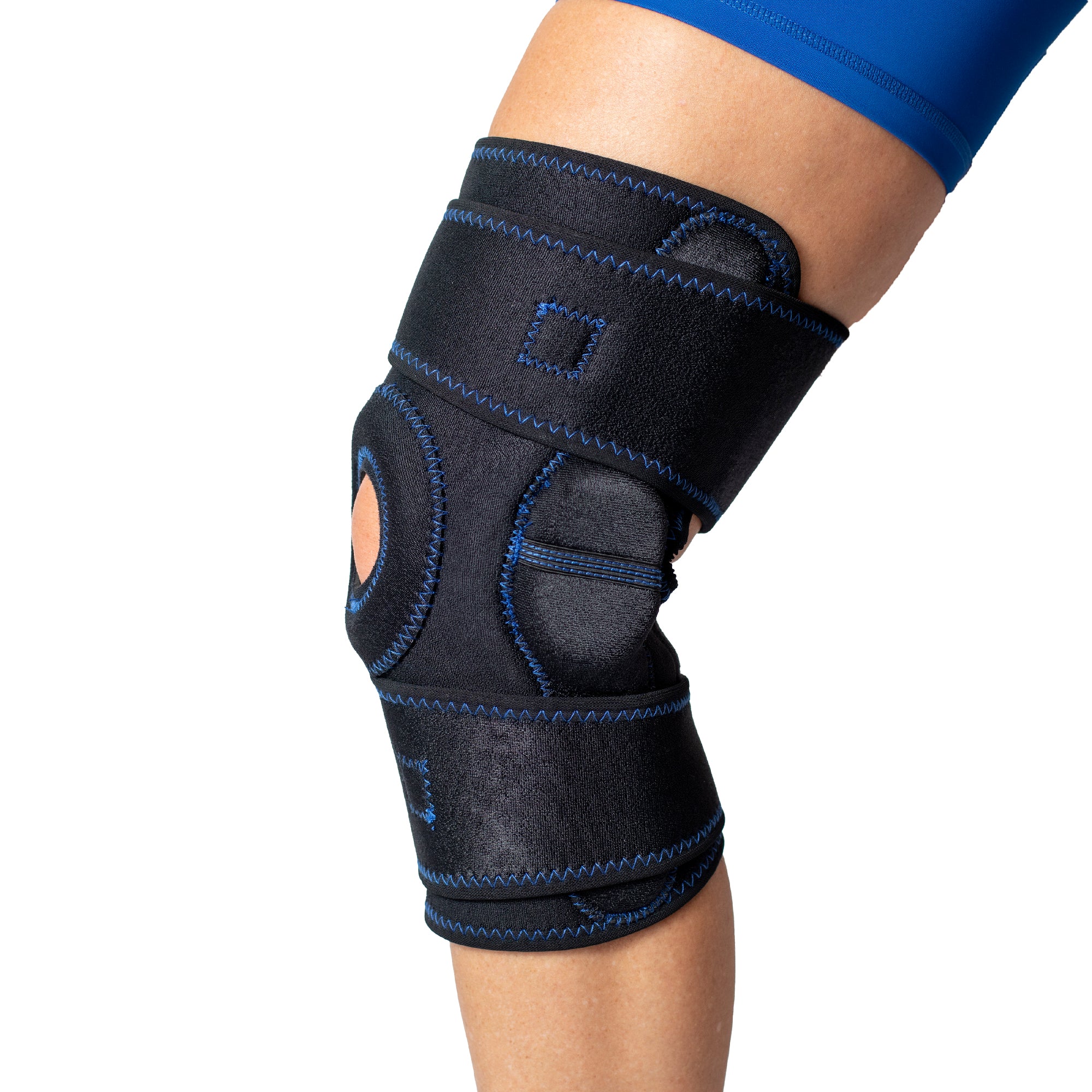 Hinged Knee Brace with Side Stabilizers and Patella