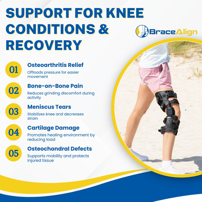Brace Align EasyStrap Pro OA Knee Brace – Adjustable Unloader for Osteoarthritis, Meniscus & Cartilage Injuries – PDAC L1843/L1851