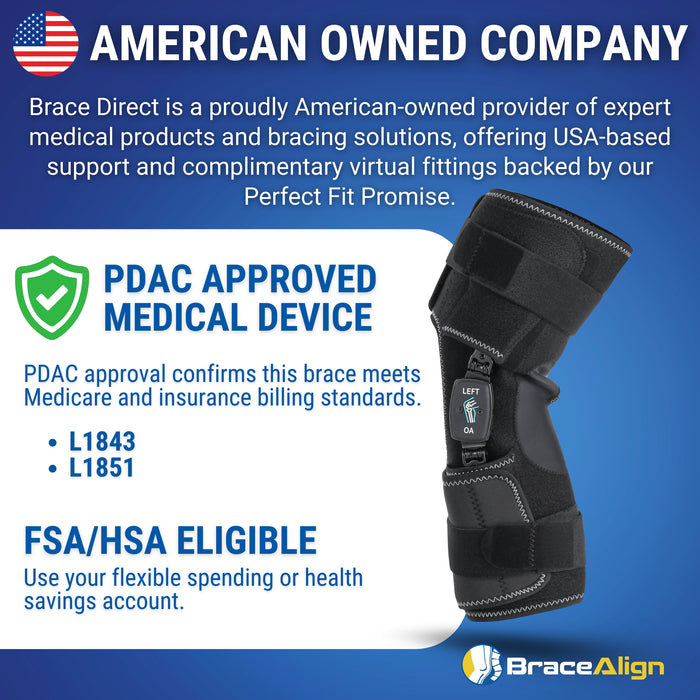 Brace Align Comfort Plus Dual Adjustment OA Knee Brace for Osteoarthritis – Valgus/Varus Offloading & ROM Hinge | PDAC L1843/L1851