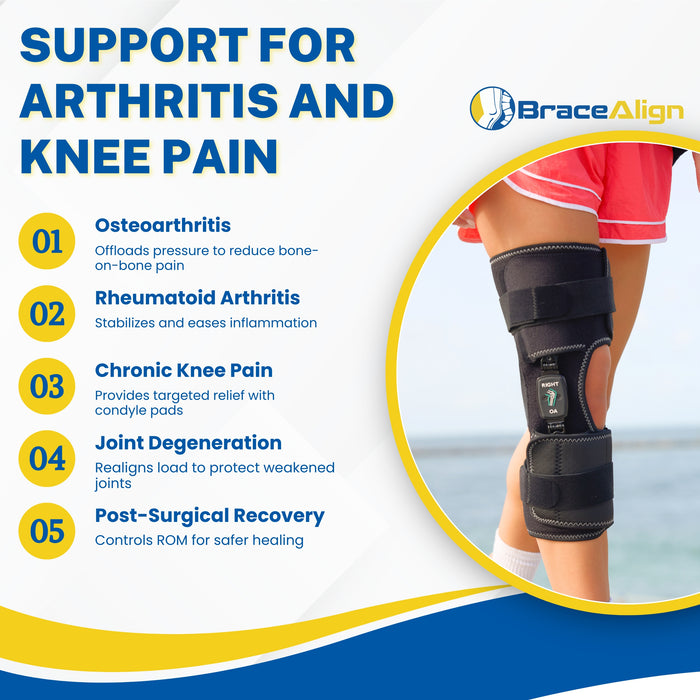 Brace Align Comfort Plus Dual Adjustment OA Knee Brace for Osteoarthritis – Valgus/Varus Offloading & ROM Hinge | PDAC L1843/L1851