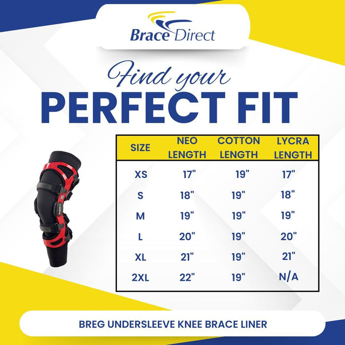 Breg Undersleeve Knee Brace Liner – Cotton or Neoprene Sleeve for Brace Comfort and Support