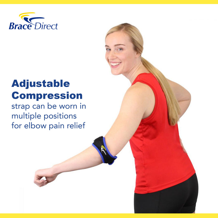 Brace Direct Compression Brace for Tennis Elbow - Adjustable Elbow Strap for Pain Relief