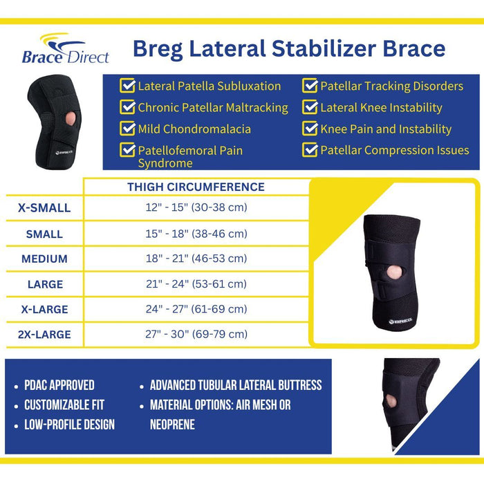 Breg Lateral Stabilizer Airmesh Knee Brace A4467 – Lightweight Support for Chondromalacia, Patella Subluxation & Patellar Maltracking