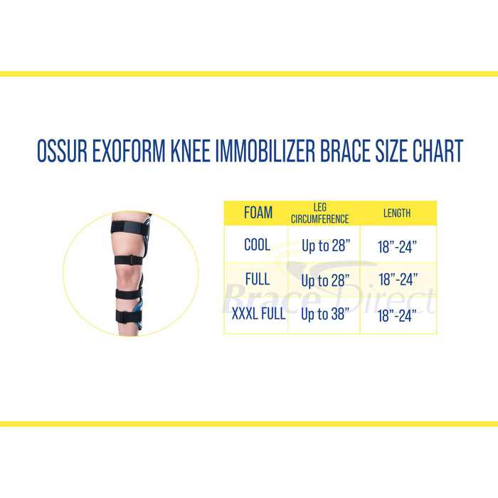 Ossur Exoform Knee Immobilizer Brace for Post Surgery & Injury Recovery - Professional Full Leg Support