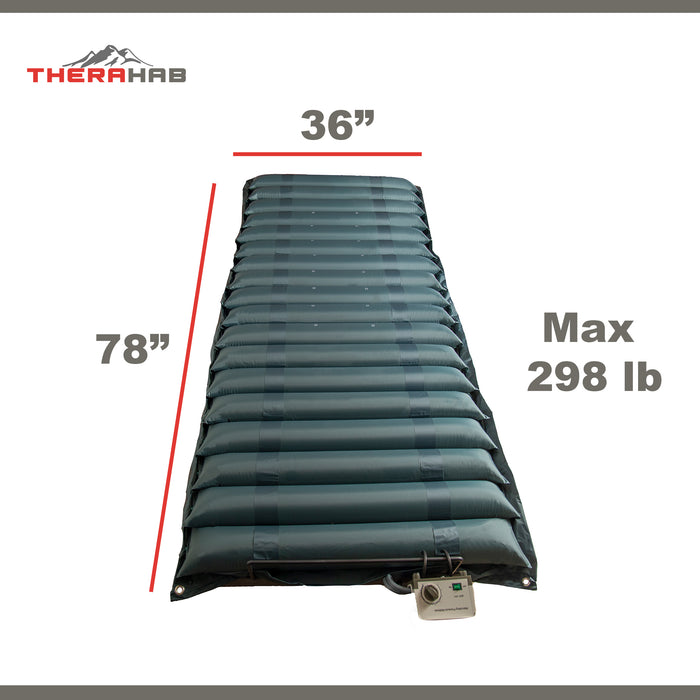 4.5” Alternating Pressure Air Mattress with Electric Pump - Low Air Loss - Stage 2 Pressure Sores, Ulcers, Bed Sores, Hospital Bed Mattress Topper by Therahab
