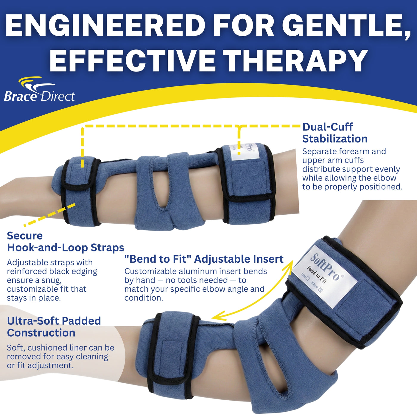 SoftPro Bend to Fit Elbow Orthosis for Contractures | BraceDirect.com ...