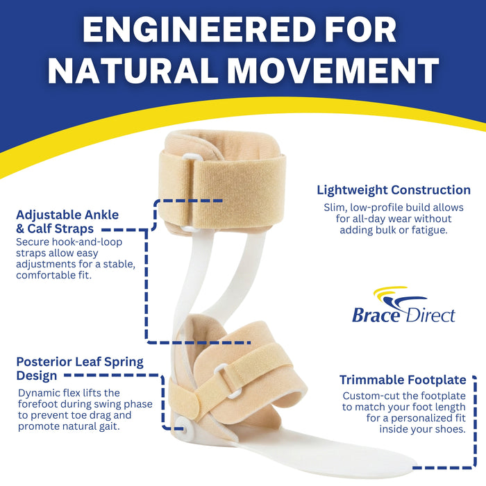 Brace Direct StrideElite Leaf Spring AFO – Lightweight Foot Drop Brace with Flexible Dorsiflexion Support (L1951)