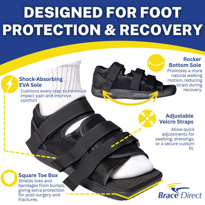 Brace Direct Post Op Shoe – Adjustable Support For Foot Surgery Recovery & Broken Toes