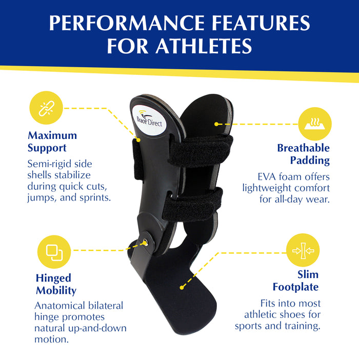Brace Direct Semi-Rigid Active Ankle Brace for Sports & Recovery - Maximum Ankle Support for Athletes & Injury Recovery