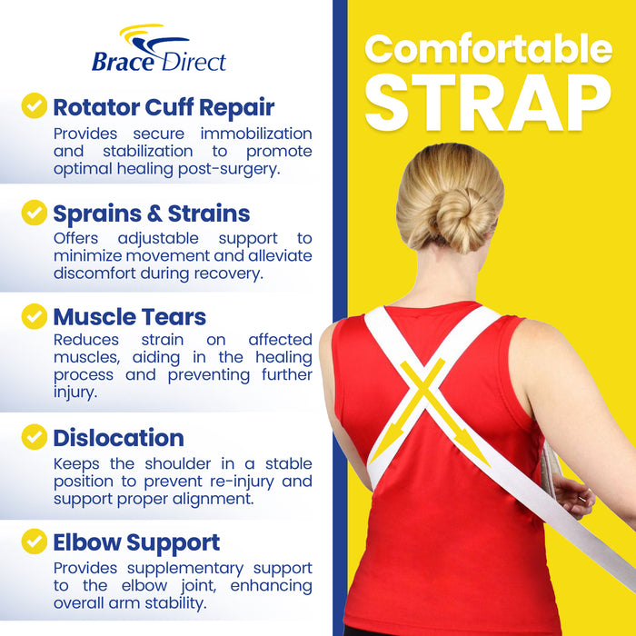 Brace Direct Foam Arm Sling Shoulder Immobilizer - Comfortable Support for Rotator Cuff Recovery