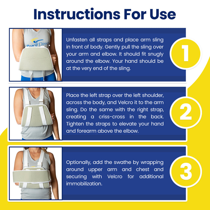 Brace Direct Foam Arm Sling Shoulder Immobilizer - Comfortable Support for Rotator Cuff Recovery