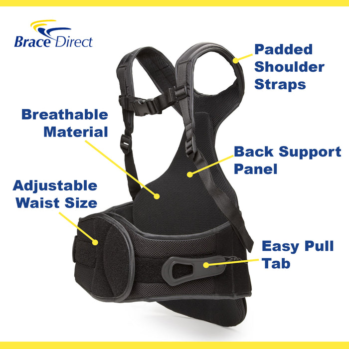 TLSO Thoracic Back Brace, Posture & Back Pain Support for Kyphosis, Scoliosis, Post‑Op Recovery by Brace Align - PDAC L0456/L0457 - Fits Waist 23‑50 in