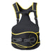 Front view of the black/yellow Brace Align TLSO Thoracic Back Support Brace, isolated on white.