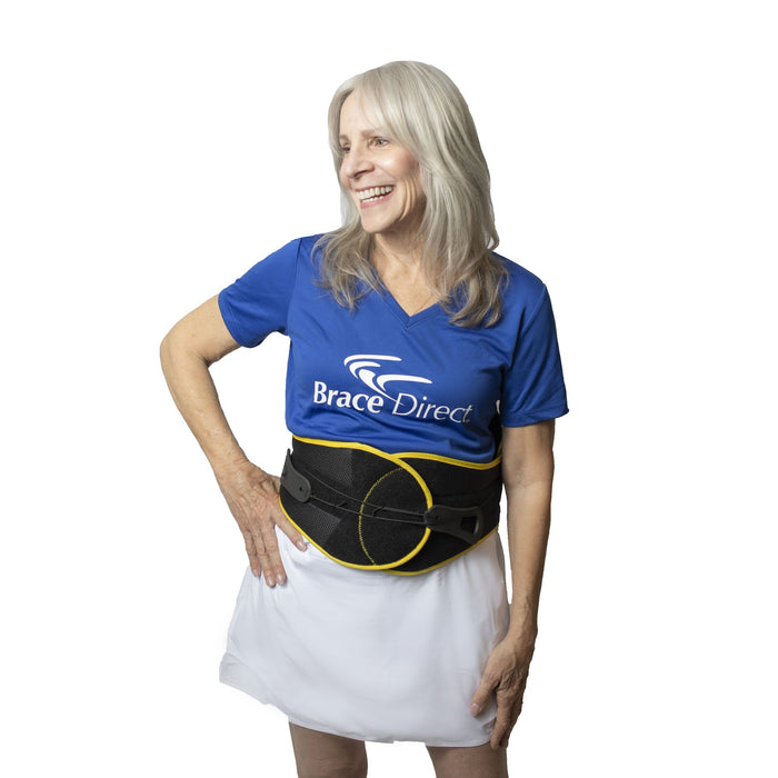 VertebrAlign LSO Lumbar Back Brace with Plus Size Extension - Bariatric Relief for Herniated & Bulging Disc, Sciatica, Post-Op Recovery by Brace Align - PDAC L0631/L0637/L0650/L0648 - Black/Yellow - Fits Waist up to 66 in