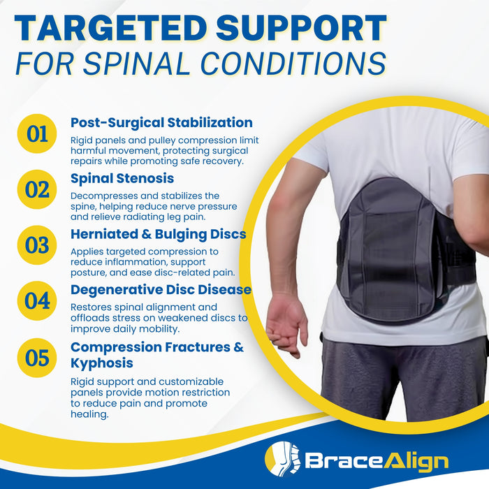 Brace Align Core Pro LSO – Lumbar Sacral Orthosis with 6:1 Pulley & Custom Panels L0650 L0637