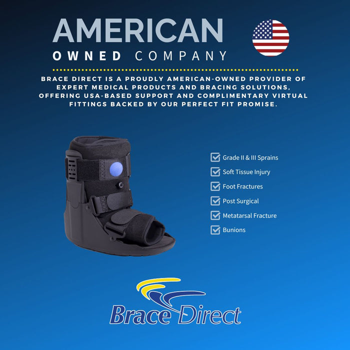 Short Air Walker CAM Fracture Boot – Medical Walking Boot for Foot & Ankle Fractures, Sprains, Injury Stabilization by Brace Direct, Size S (US Shoe Men 4.5-7 / Women 6-8)