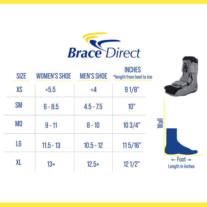 Short Full Shell Walking Boot with Air Pump – Low-Profile Orthopedic CAM Walker for Foot & Ankle Fractures, Sprains & Post-Op Recovery by Brace Direct – XS (US Shoe Men up to 4 / Women up to 5.5)