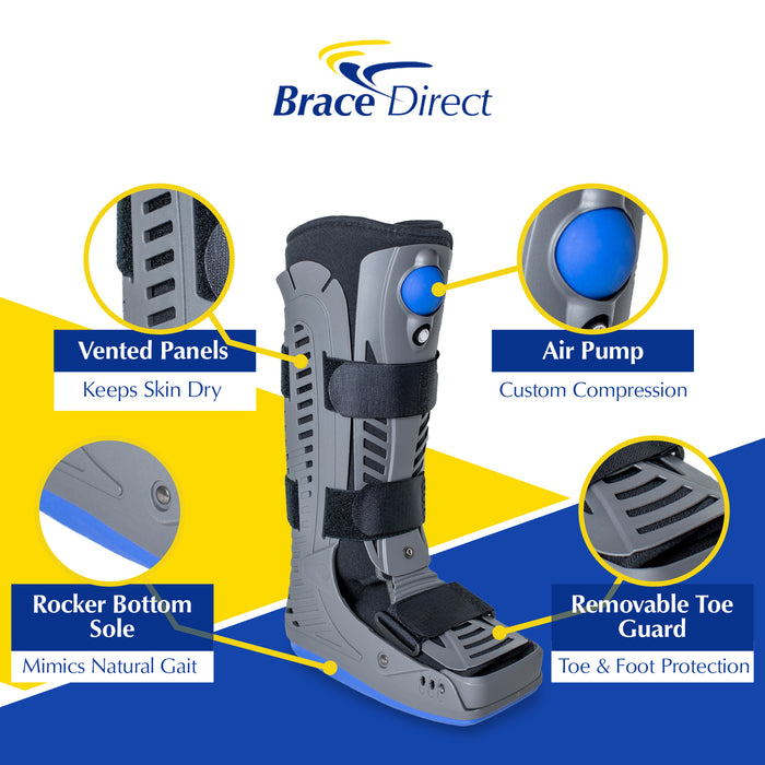Brace Direct Lightweight Medical Full Shell Walking Boot - Tall Walking Boot With Air Pump