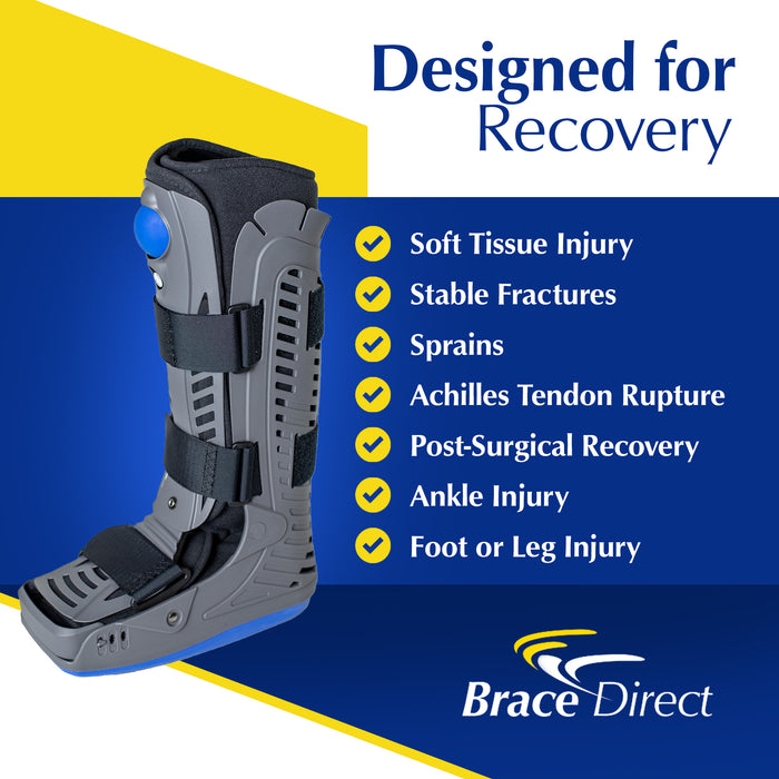 Brace Direct Lightweight Medical Full Shell Walking Boot - Tall Walking Boot With Air Pump