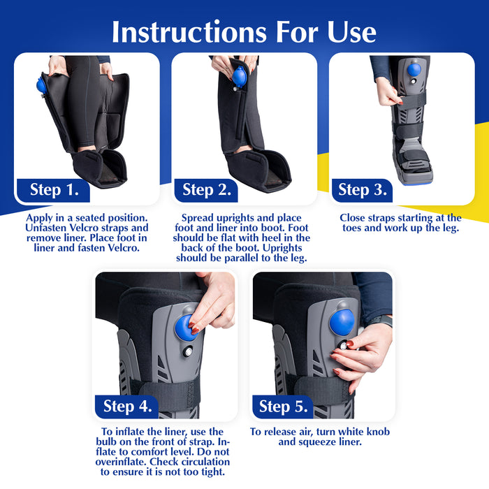 Brace Direct Lightweight Medical Full Shell Walking Boot - Tall Walking Boot With Air Pump