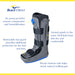 Infographic with the Lightweight Medical Full Shell Walking Boot with Air Pump features: vented panels, removable toe guard.