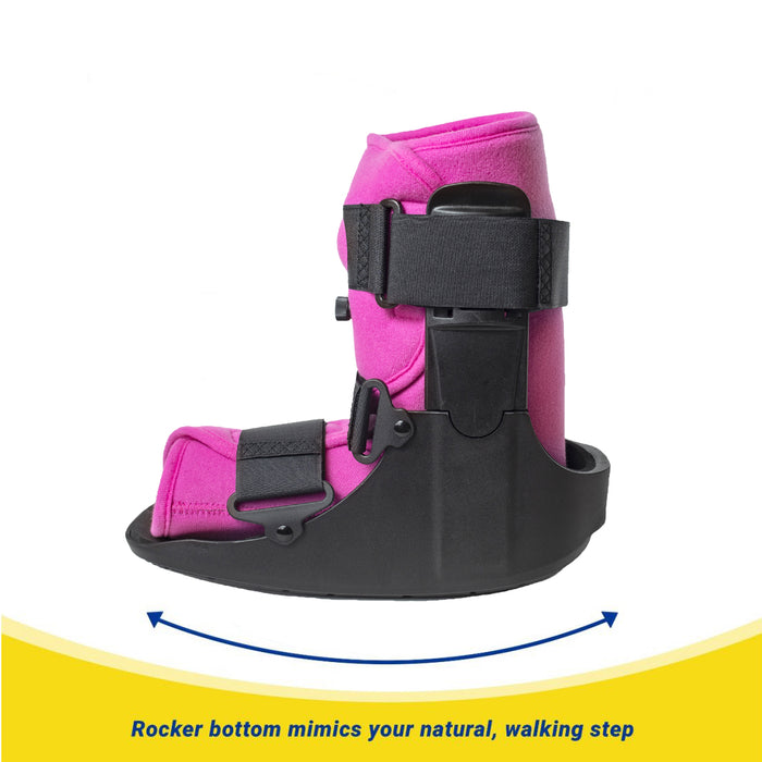 Brace Direct Women's Short Air Walker Boot - Pink Lined Medical Walking Boot for Women