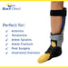Infographic with uses for the Brace Direct Recovery Ankle Brace: arthritis, tendonitis, ankle sprains/fractures, post-surgery.