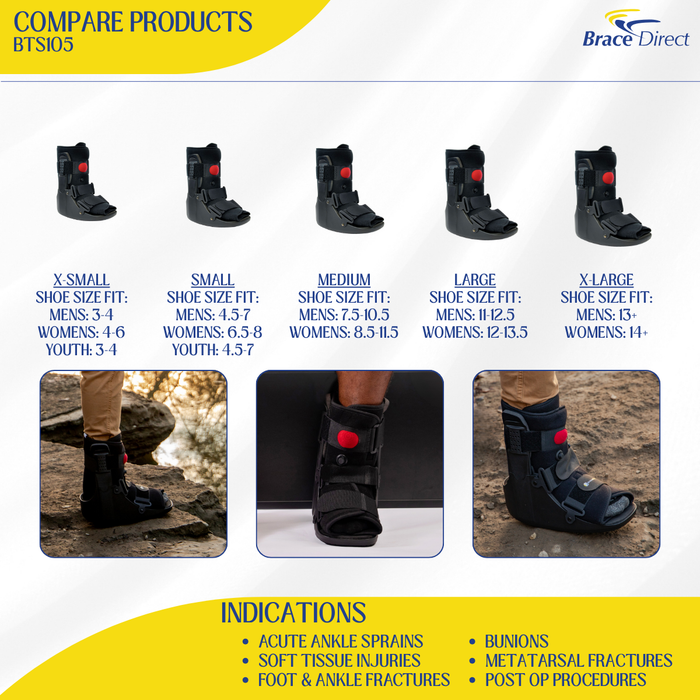 Brace Direct Air Cam Walker Fracture Boot Short – Premium Pneumatic Walking Boot For Foot And Ankle Recovery