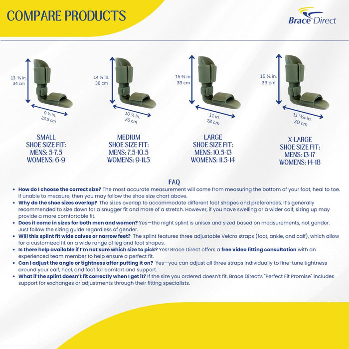 Brace Direct 90 Degree Night Splint - Therapeutic Support for Plantar Fasciitis