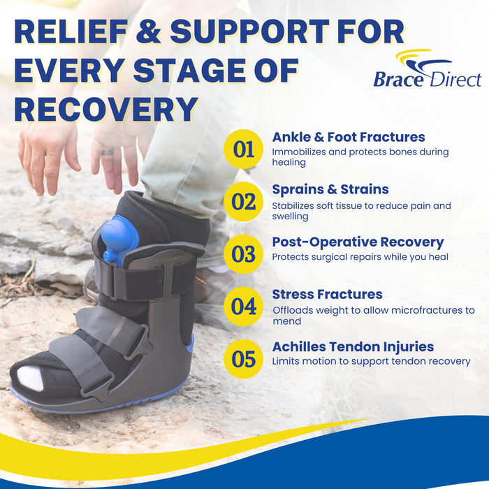 Brace Direct ActivAir Deluxe Short Walking Boot – Pneumatic Air Pump Ankle Immobilization (L4361)