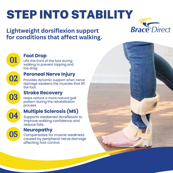 Brace Direct StrideElite Leaf Spring AFO – Lightweight Foot Drop Brace with Flexible Dorsiflexion Support (L1951)