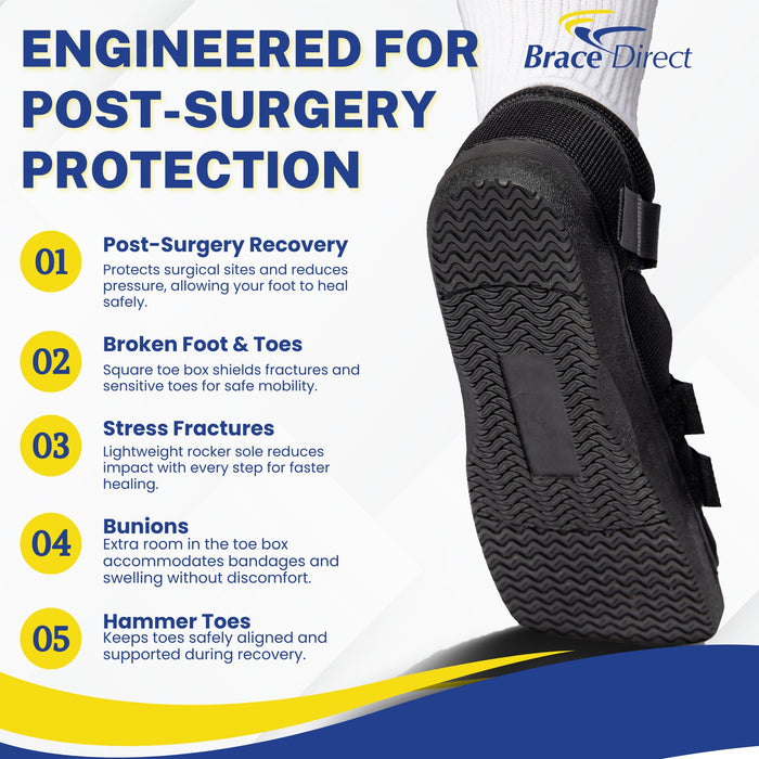 Brace Direct Post Op Shoe – Adjustable Support For Foot Surgery Recovery & Broken Toes