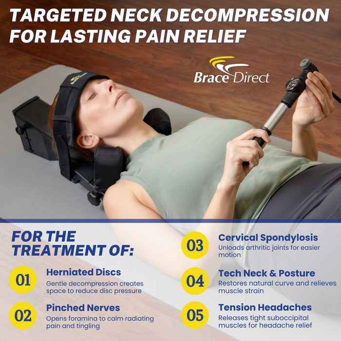 Brace Direct Home Cervical Traction Device – Portable Neck Traction Machine for Spinal Decompression, Posture Pump, Chiropractic Decompression, Spondylosis Treatment, PDAC E0849 Approved