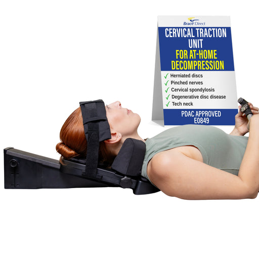 Brace Direct Home Cervical Traction Device – Portable Neck Traction Machine for Spinal Decompression, Posture Pump, Chiropractic Decompression, Spondylosis Treatment, PDAC E0849 Approved