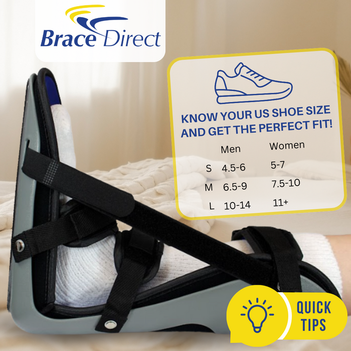 Posterior Night Splint Sleeping Boot – Stretch Support for Plantar Fasciitis, Drop Foot, Achilles Tendonitis & Heel Pain by Brace Direct – Small (US Shoe Men 4.5-6 / Women 5-7)