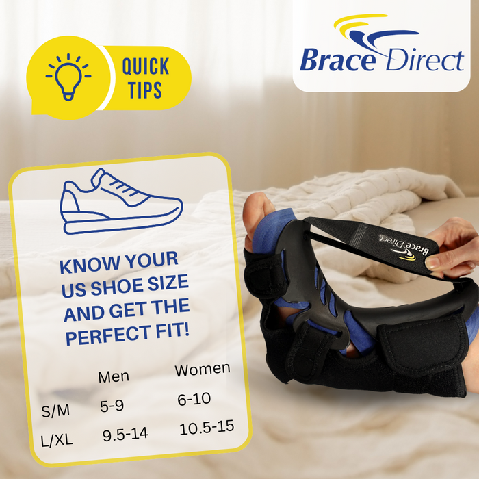 Hybrid Night Splint – Adjustable Padded Support for Plantar Fasciitis, Achilles Tendonitis, Drop Foot & Heel Pain by Brace Direct, S/M (US Shoe Men 5-9 / Women 6-10)