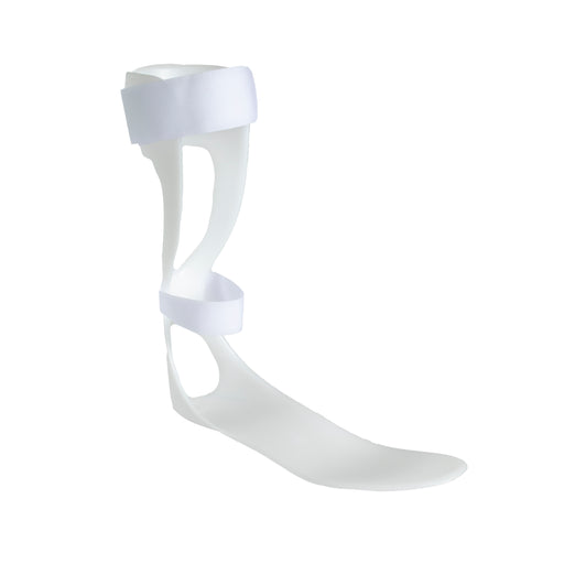 Side view of the Brace Align Swedish Leaf Spring AFO Orthosis Drop Foot Brace, isolated on white.