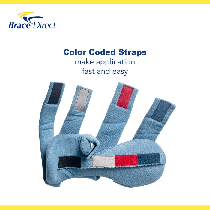 Brace Direct OCSI SoftPro CHAMP Resting with color-coded straps for ease of use.