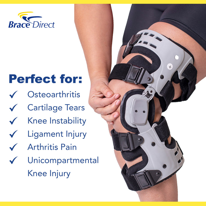 OA Unloading Knee Brace For Arthritis & Osteoarthritis – Adjustable Support, Black