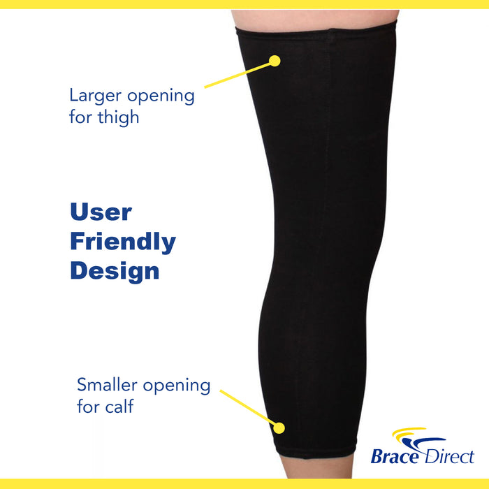 Non-Slip Knee Brace Undersleeve – Protective Liner Shields Skin from Abrasions & Irritation, Breathable Closed-Patella Compression by Brace Direct, Size L/XL (Thigh 21-31 in)