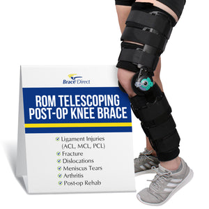 Brace Direct Post Op ROM Hinged T-Scope Knee Brace - Complete Support for Surgery & Injury Recovery