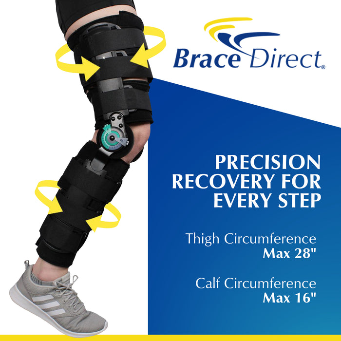 Brace Direct Post Op ROM Hinged T-Scope Knee Brace - Complete Support for Surgery & Injury Recovery