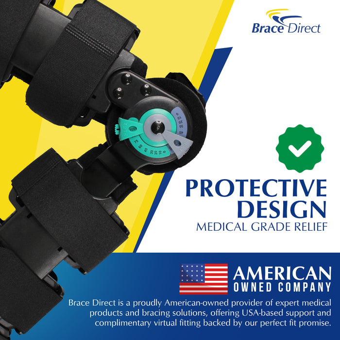 Brace Direct Post Op ROM Hinged T-Scope Knee Brace - Complete Support for Surgery & Injury Recovery