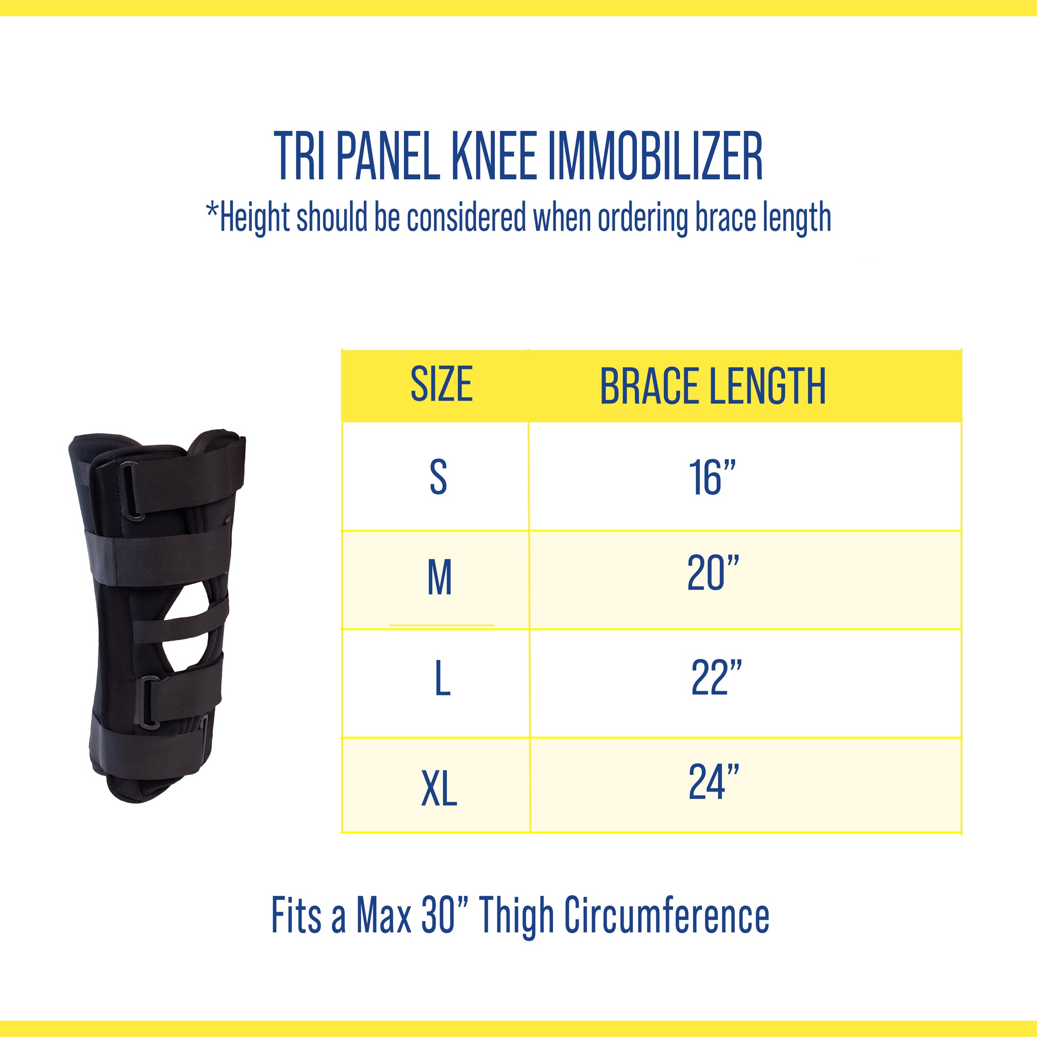Brace Direct Tri Panel Knee Immobilizer Secure Knee and Leg Stabilization